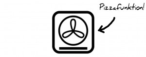 Illustrationen, der viser, at ovnen har en pizzafunktion