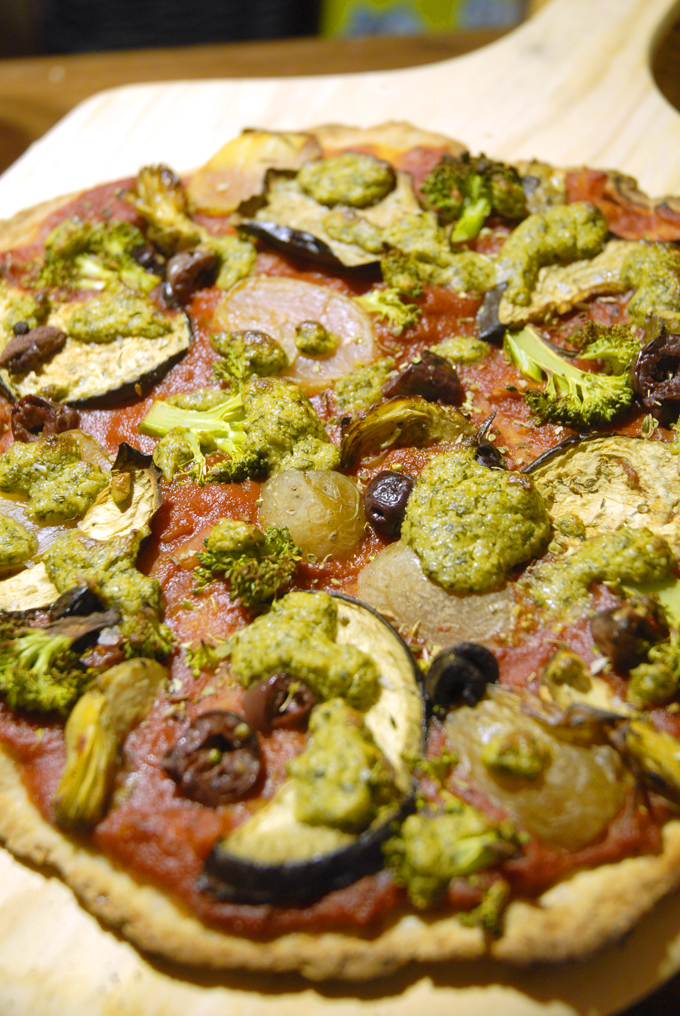 vegansk pizza pesto